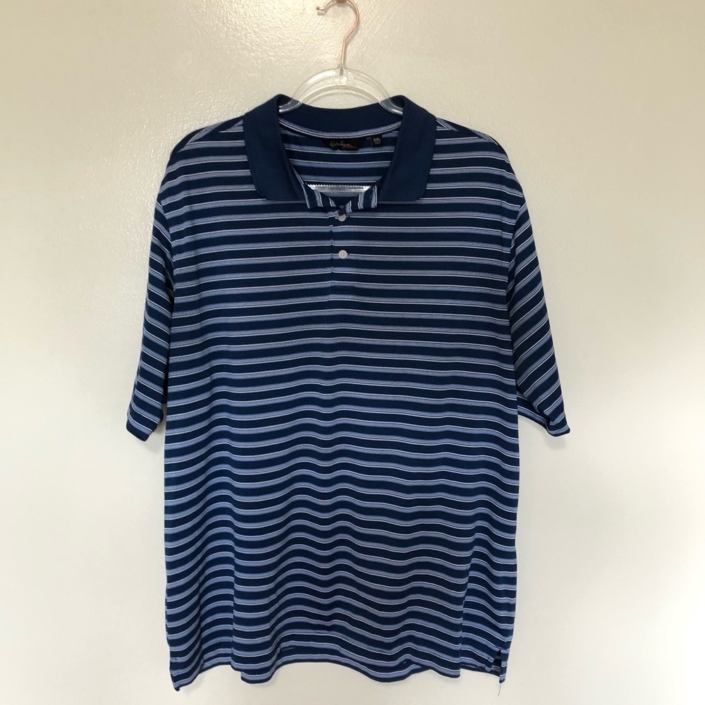 Walter Hagen Essentials Golf Polo Shirt Blue Stripes XXL